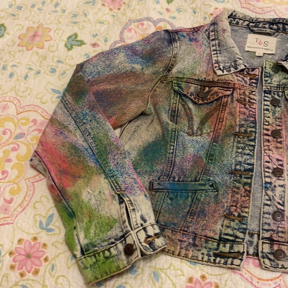 Girls Colorful Jean Jacket Size L Thread and Supply Brand 😊 - Picture 5 of 12